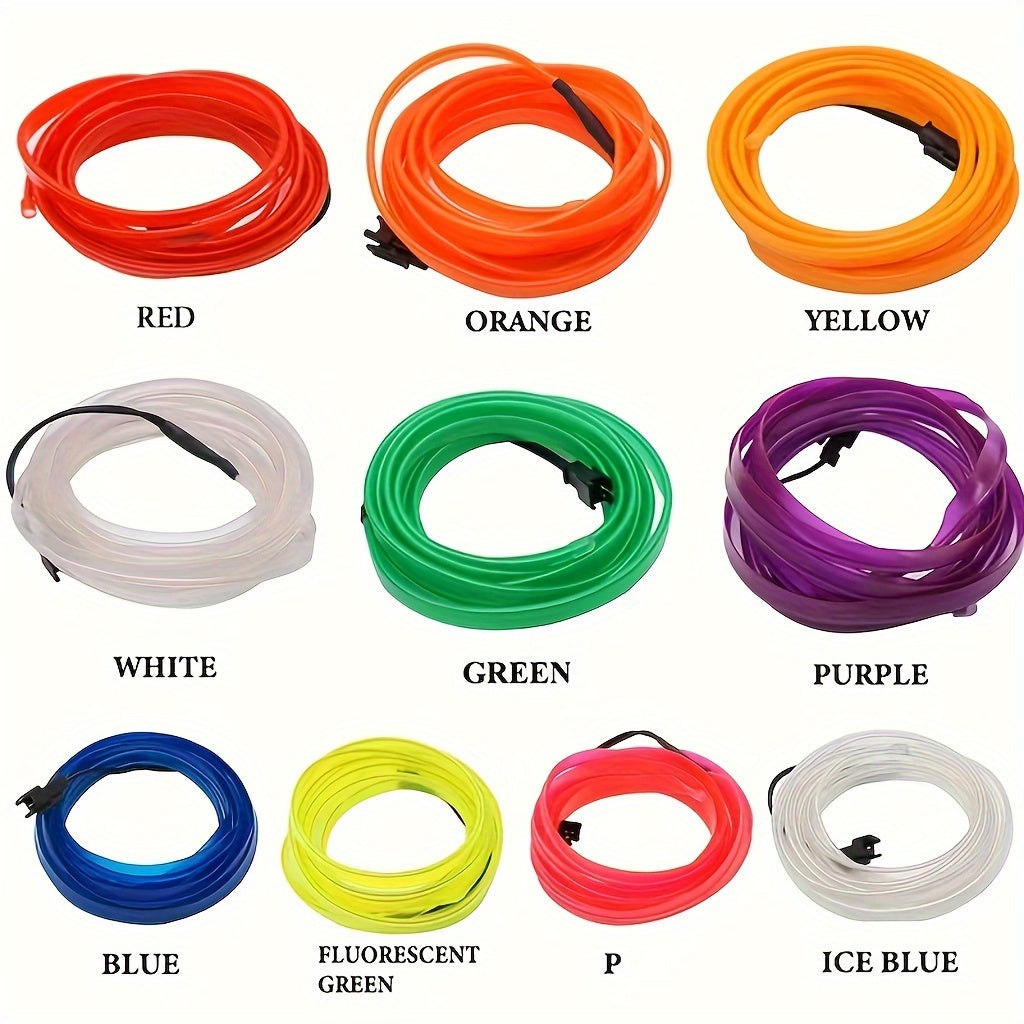 Automobile interior LED decorative lights, EL neon light strips, ambient lighting, modern car decoration, flexible LED light strips, long-lasting illumination, LED mood lighting, for night drivers, a must-have for car owners.