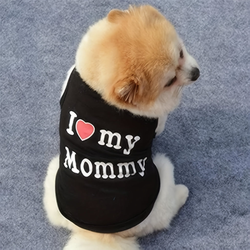 "I Love My Mommy" Letter Graphic Puppy Small Dogs Vest T-Shirt Summer Sleeveless Tank Top Pet Apparel Clothes
