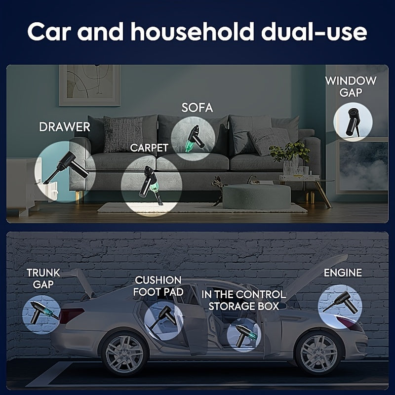 3 In 1 Compressed Air Duster, 60000RPM Cordless Dust Blower, 6000mAh Rechargeable Battery, 15000PA, Suitable For Room/Car/Keyboard Cleaning