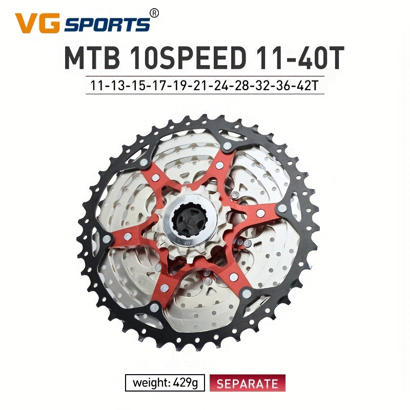 VG Sports Ultralight MTB Bike Cassette Freewheel - 8-12 Speeds, Aluminum Brackets, Silver/Black Color, Lightweight & Durable