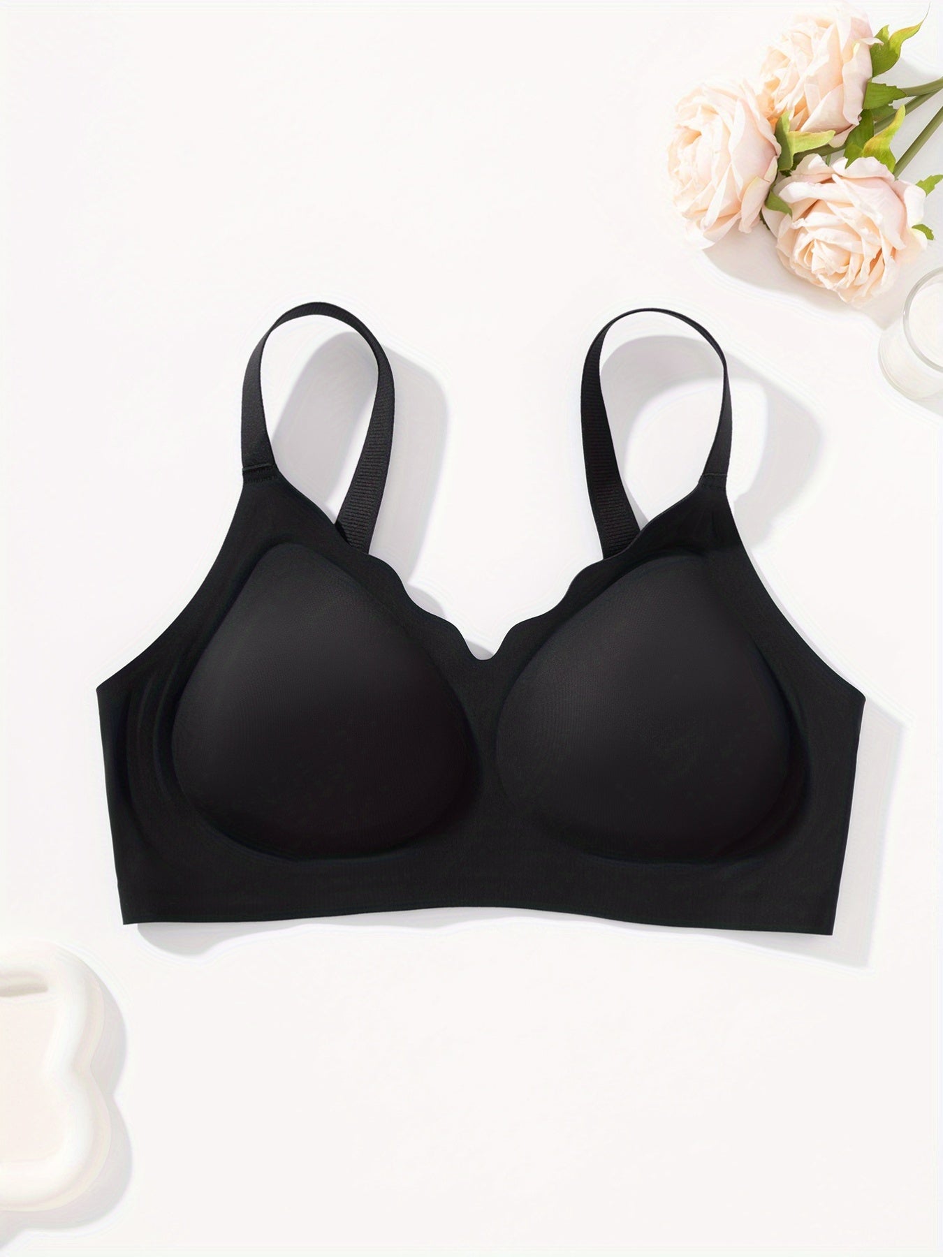 1pc Solid Color Seamless Jelly Women' S Lingerie Bra Everyday Casual Comfortable Light Beige-Friendly Gathering Lightweight Adjustable Straps Lined with Breasts Everyday Yoga Sports Bra Underwear