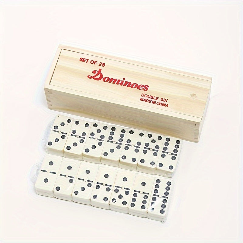 Dominoes Set For Adults, Classic Board Games, Double 6 Domino Game Set, 28 Pieces With Wooden Case (2-4 Players) Christmas Halloween Gift