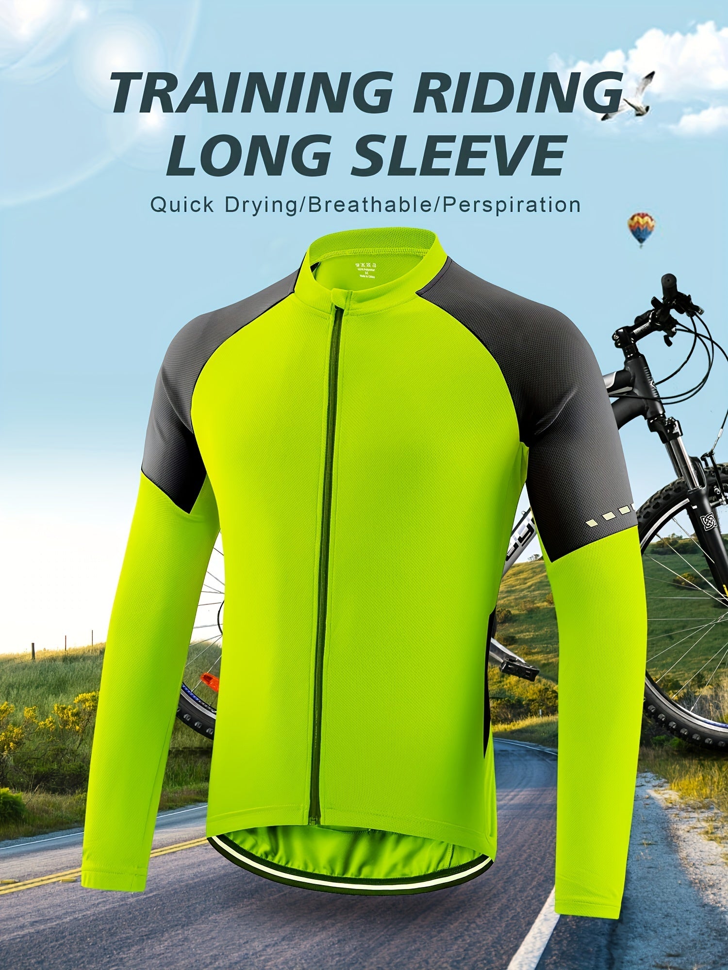 Men's Quick-Drying Cycling Jersey With Zipper Pocket - Slim Fit, Breathable & Color-Matching Design For Mountain Biking