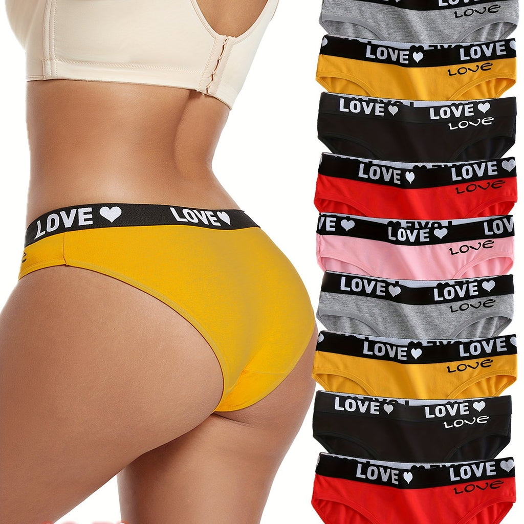 10pcs Seamless Letter Print Briefs, Sexy Comfy Breathable Stretchy Intimates Panties, Women's Lingerie & Underwear