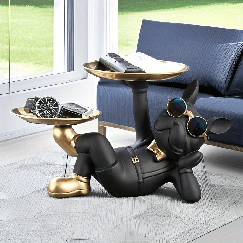 A Small Bulldog Statue Tray, Perfect for Holding Keys, Wallets, Jewelry, Phones, And Other Small Accessories, Can Also Accommodate Their Favorite Fruits And Foods, As Well As Small Items And Decorative Plaques for Home Decor.