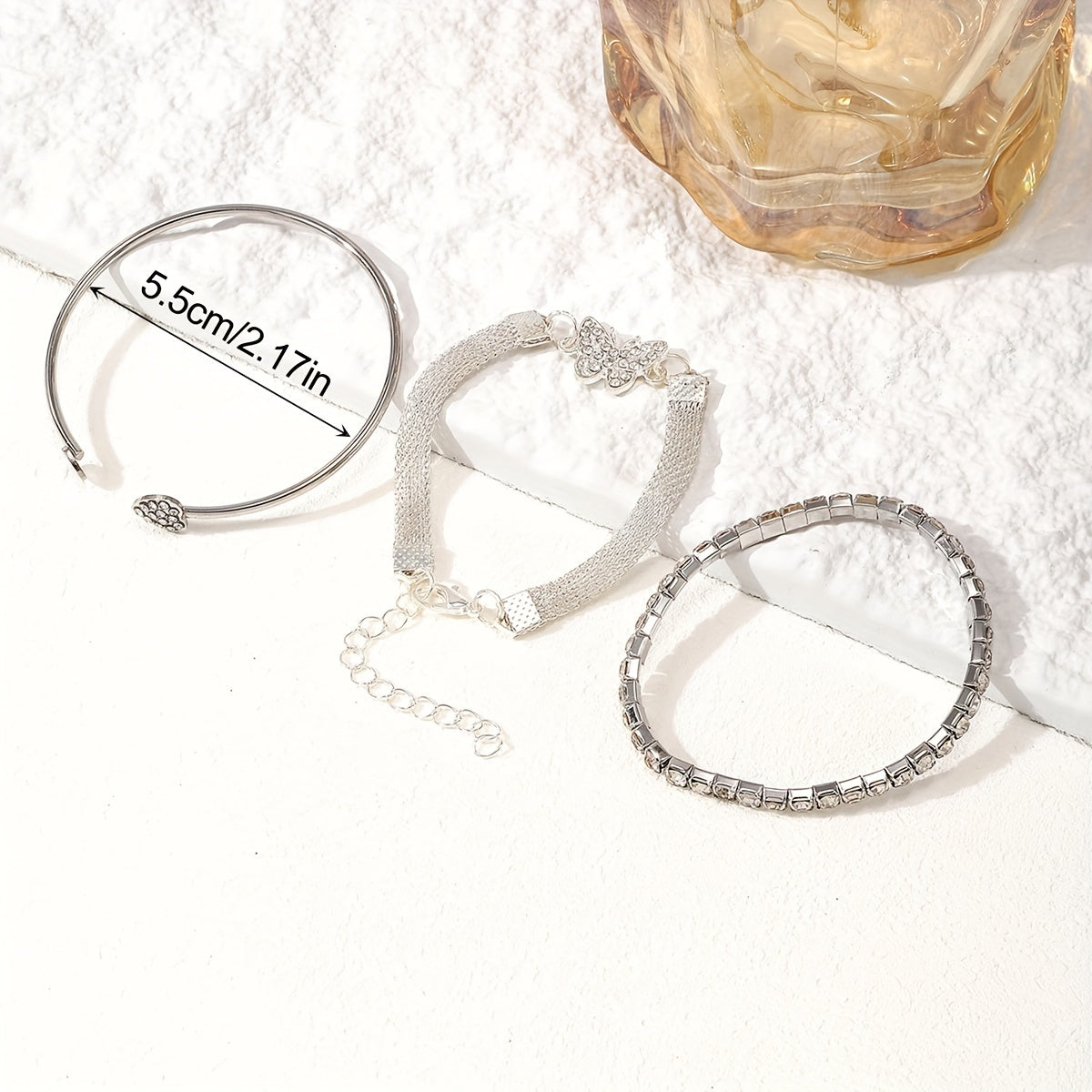 Set Of 3 Stylish And Elegant Butterfly-shaped Women's Bracelets Suitable For Daily Parties, Perfect As Accessories Or Gifts For Jewelry