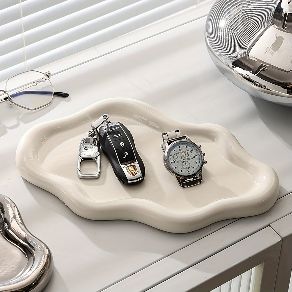 Ceramic Cloud-Shaped Jewelry Tray, Decorative Collectible Statue, Space-Themed Home Decor, Versatile for Various Room Types, Ideal for Christmas, Thanksgiving, Valentine's, Mother's Day, Graduation Gifts