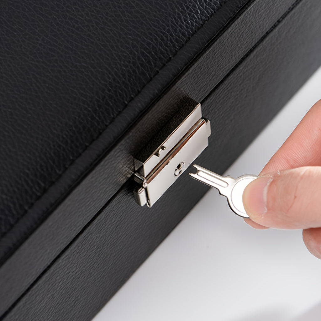 PU Leather Double-layer Jewelry Box, For Earrings, Bracelets, Rings, And Necklaces, Perfect Gift