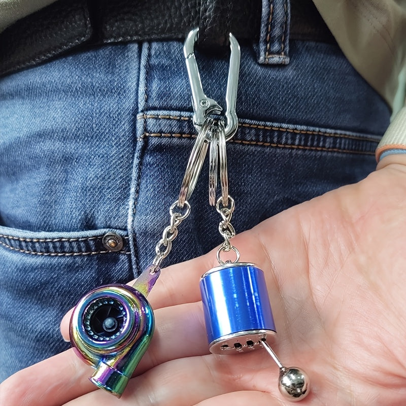 10pcs Car Enthusiast Keychain Set - Zinc Alloy, Casual Style with Gear Shift, Turbo, Wheel Hubs & More - Perfect Gift for Auto Lovers, Car Accessories, Shock Absorber, Engine Parts, Brake Disc, Piston