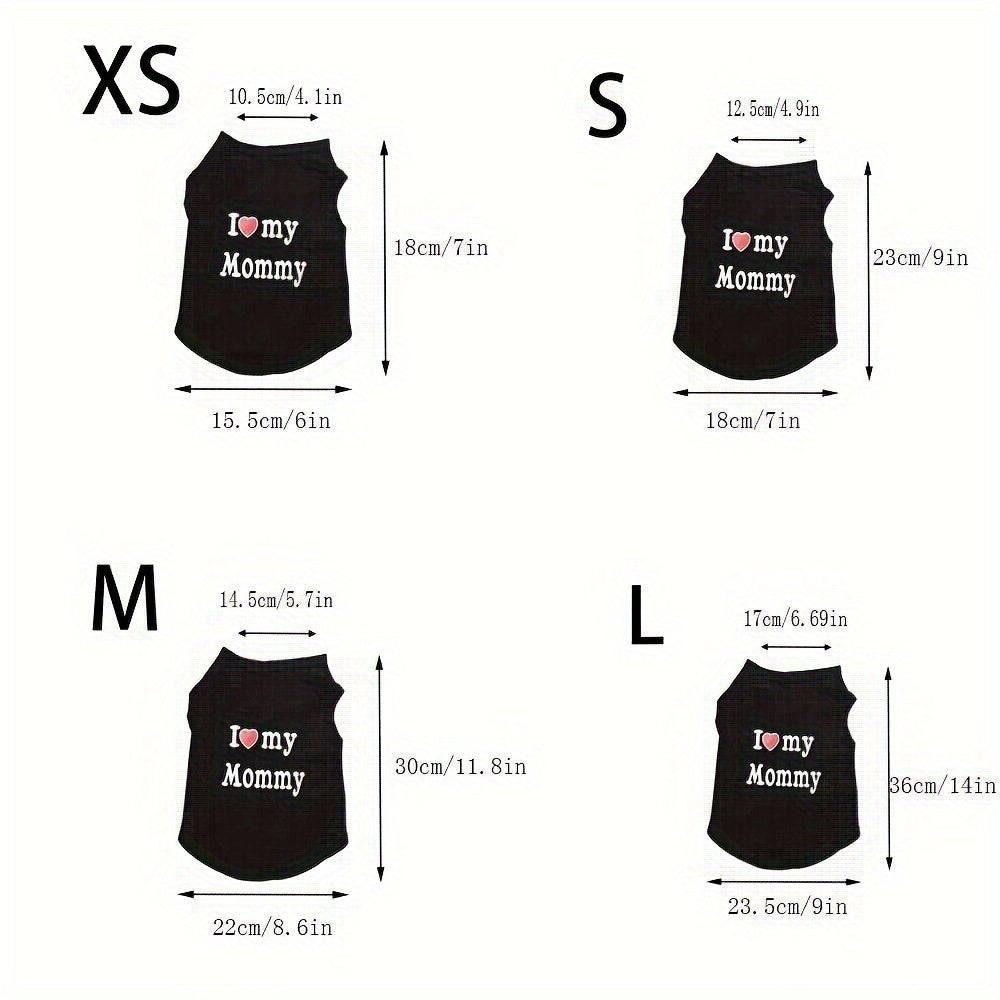 "I Love My Mommy" Letter Graphic Puppy Small Dogs Vest T-Shirt Summer Sleeveless Tank Top Pet Apparel Clothes