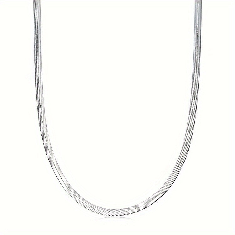 1pc Mature Style Stainless Steel Snake Chain Necklace, Unisex Hip Hop Fashion Jewelry with Sequins, No Power Supply Required