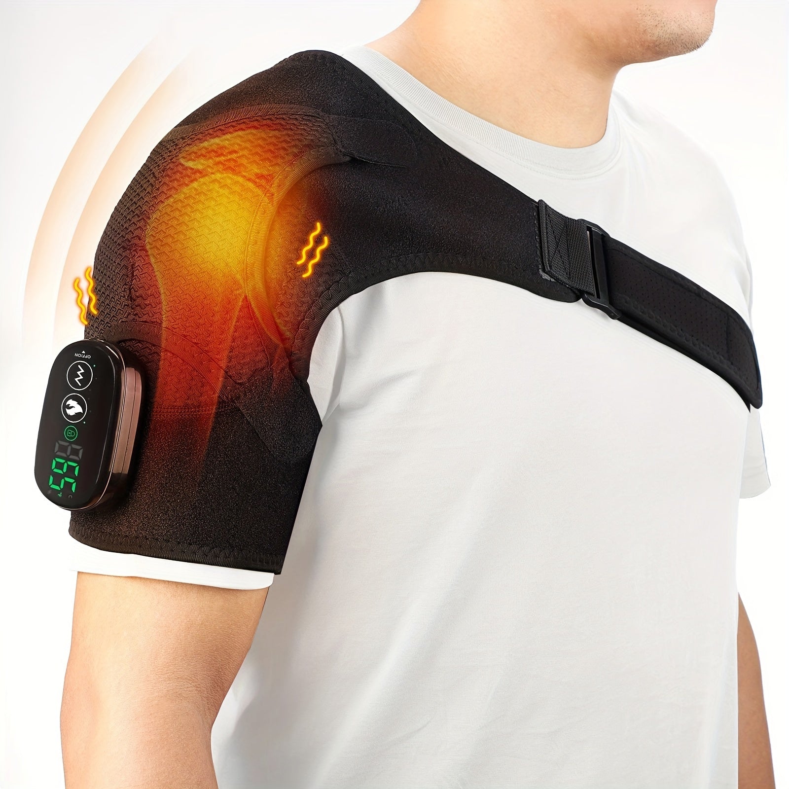 1pc Heated Shoulder Massager - Electric Heating Pad For Men And Women's Shoulder Strap Massage