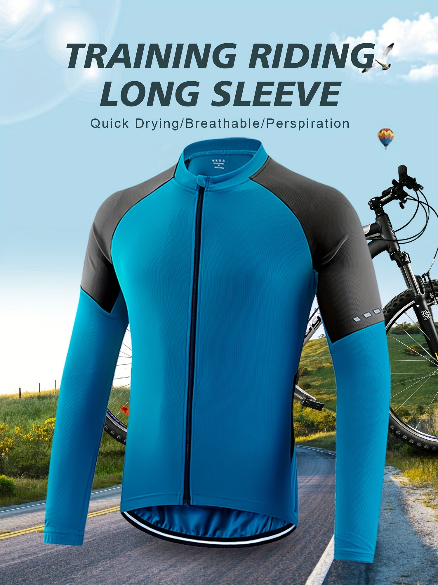 Men's Quick-Drying Cycling Jersey With Zipper Pocket - Slim Fit, Breathable & Color-Matching Design For Mountain Biking