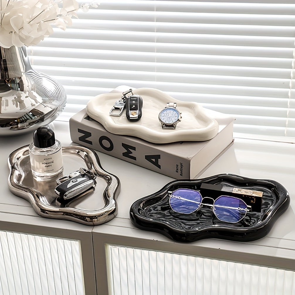 Ceramic Cloud-Shaped Jewelry Tray, Decorative Collectible Statue, Space-Themed Home Decor, Versatile for Various Room Types, Ideal for Christmas, Thanksgiving, Valentine's, Mother's Day, Graduation Gifts