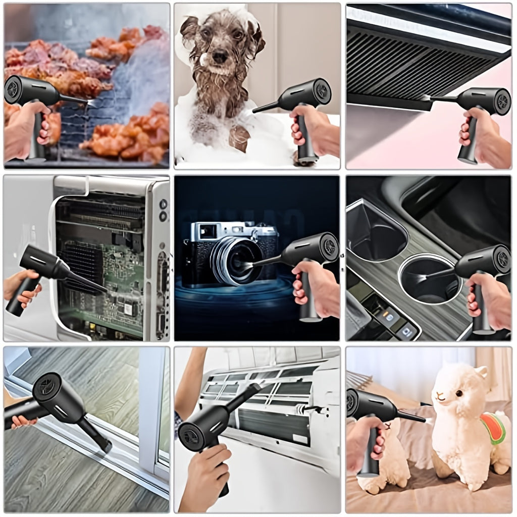 3 In 1 Compressed Air Duster, 60000RPM Cordless Dust Blower, 6000mAh Rechargeable Battery, 15000PA, Suitable For Room/Car/Keyboard Cleaning
