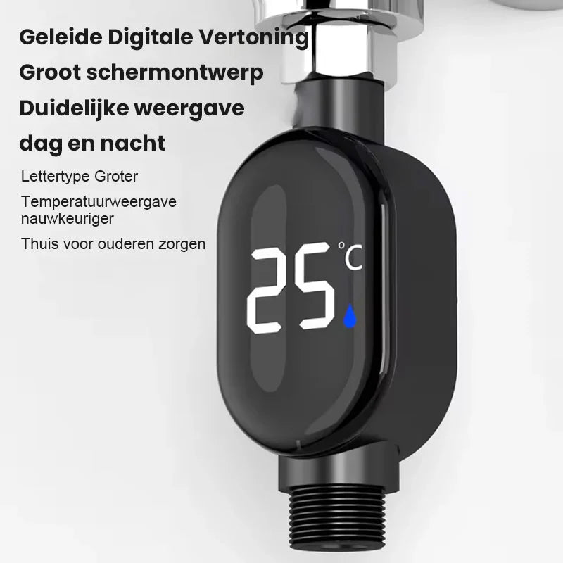 Termómetro de ducha de agua para el hogar con pantalla LED 0 ℃ ~99 ℃   Baño elegante impermeable de la medida precisa de la temperatura del agua