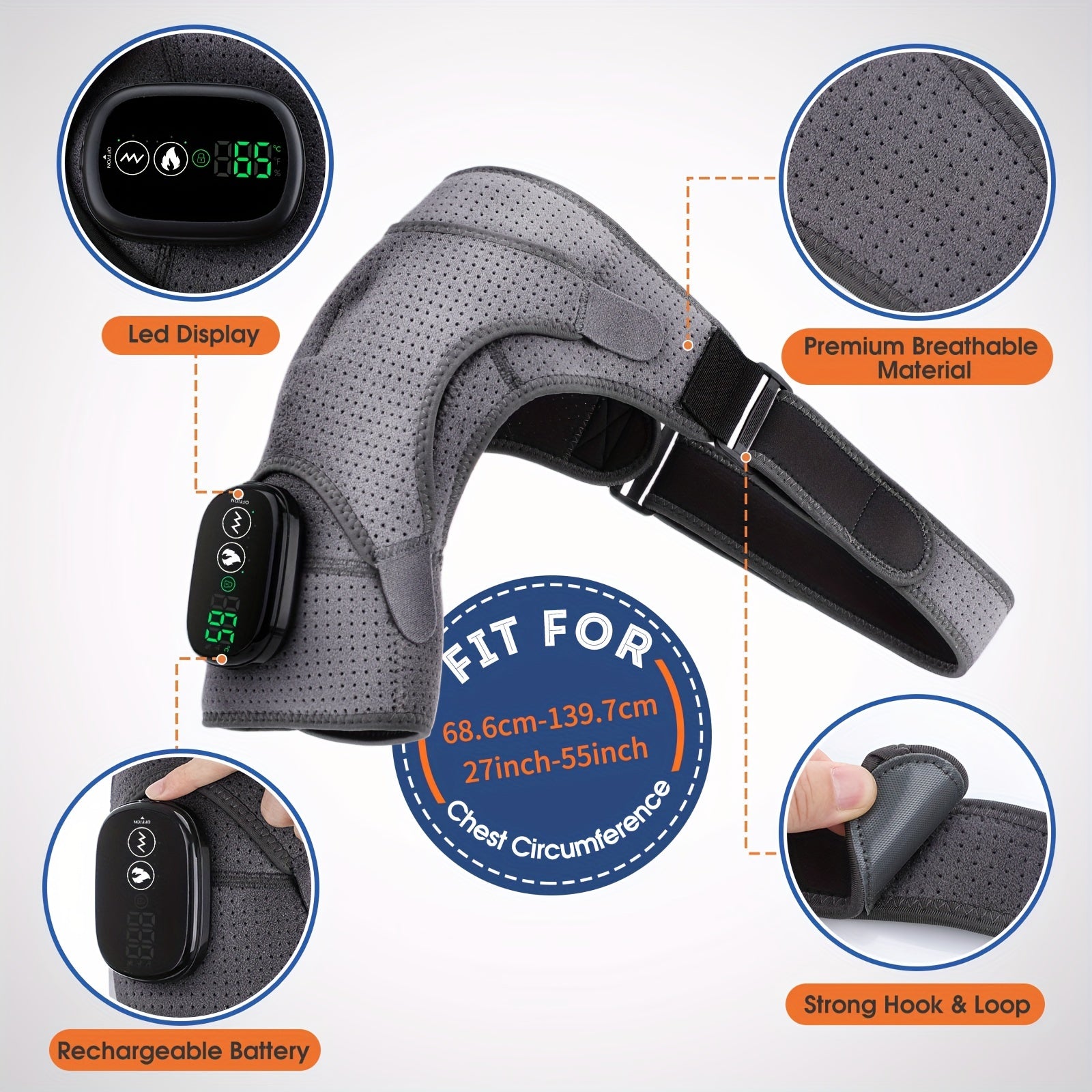 1pc Heated Shoulder Massager - Electric Heating Pad For Men And Women's Shoulder Strap Massage