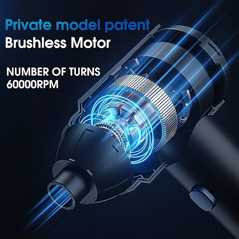 3 In 1 Compressed Air Duster, 60000RPM Cordless Dust Blower, 6000mAh Rechargeable Battery, 15000PA, Suitable For Room/Car/Keyboard Cleaning