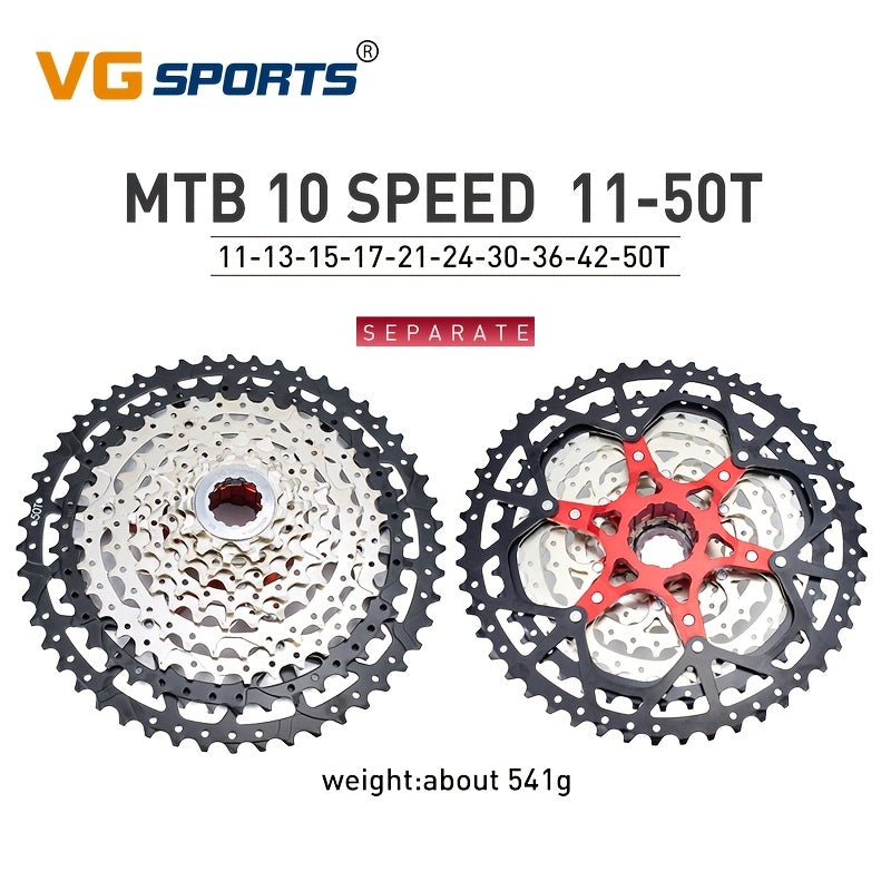 VG Sports Ultralight MTB Bike Cassette Freewheel - 8-12 Speeds, Aluminum Brackets, Silver/Black Color, Lightweight & Durable