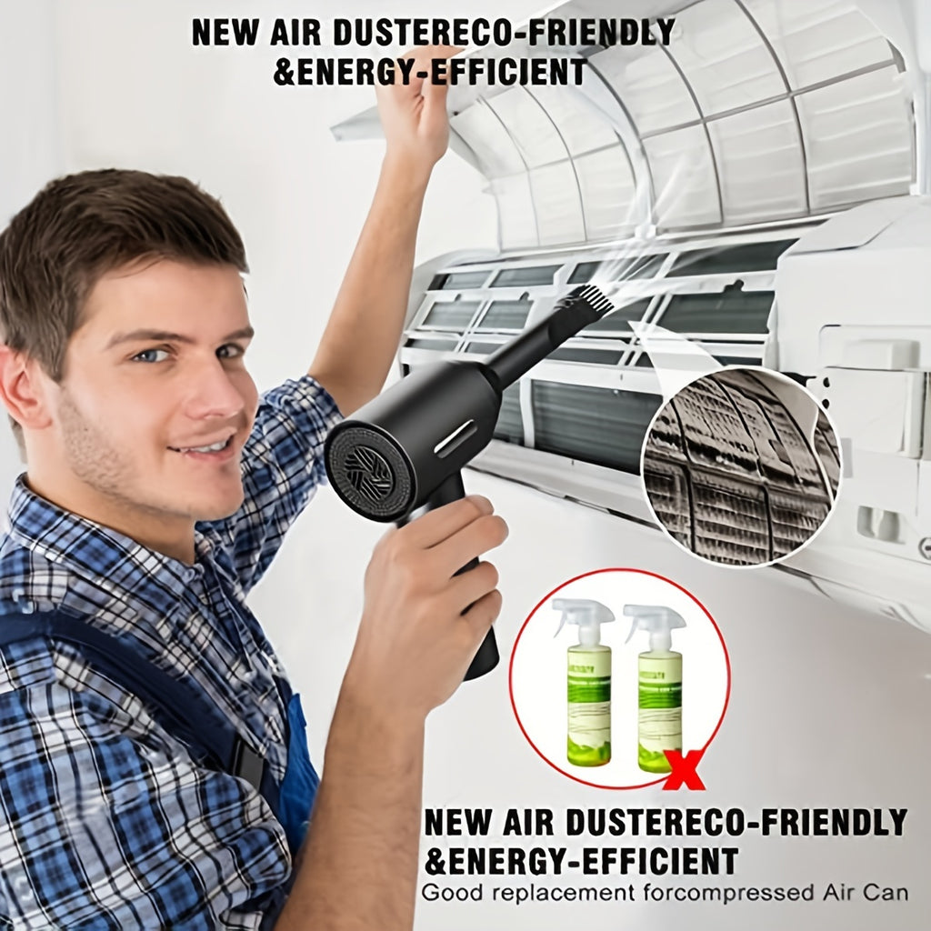 3 In 1 Compressed Air Duster, 60000RPM Cordless Dust Blower, 6000mAh Rechargeable Battery, 15000PA, Suitable For Room/Car/Keyboard Cleaning