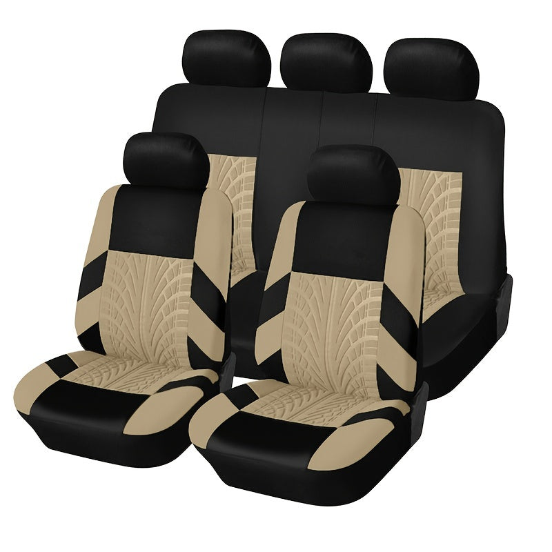 Black Embossed Tire Design Car Seat Covers - Universal Fit, Polyester Knit Fabric, Easy to Clean, Protective and Stylish Seat Protection for Cars, Trucks, and SUVs, Truck Seat Cover | Stylish Seat Cover | Durable Seat Cover,