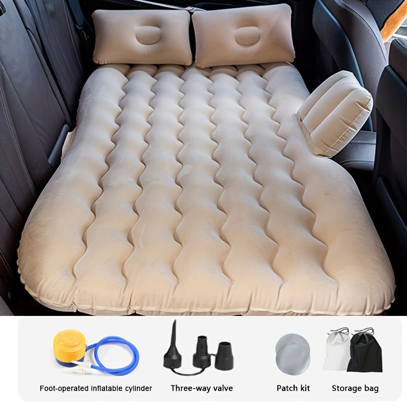 Portable Inflatable Car Bed - Soft, Comfortable PVC RV Mattress with Quilted Design, Easy to Carry, Fits Most Vehicles, Blue