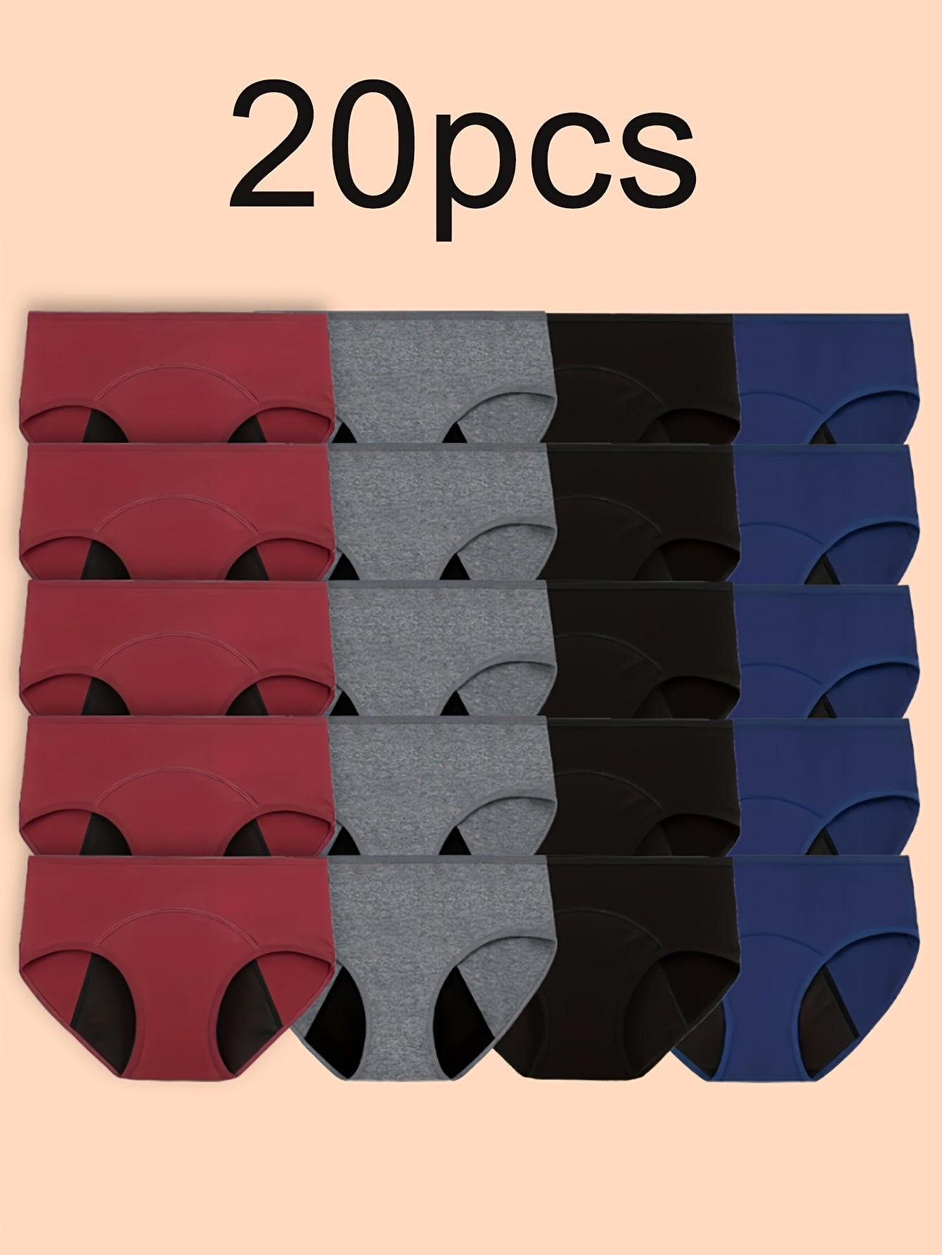 20pcs Menstrual Period Panties, Comfy & Breathable Full-Coverange Anti-Leak Panties, Women's Lingerie & Underwear