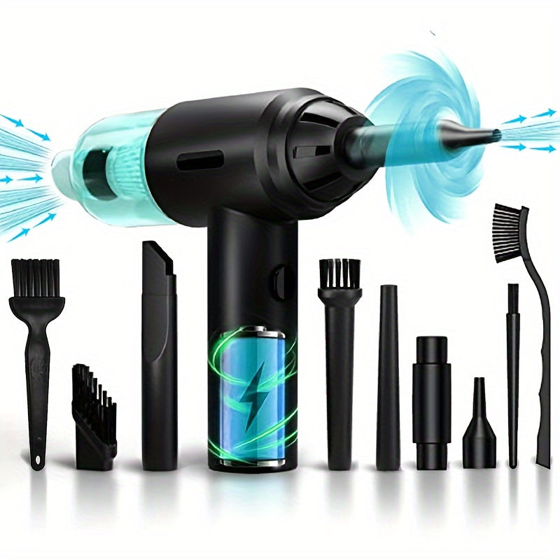 3 In 1 Compressed Air Duster, 60000RPM Cordless Dust Blower, 6000mAh Rechargeable Battery, 15000PA, Suitable For Room/Car/Keyboard Cleaning