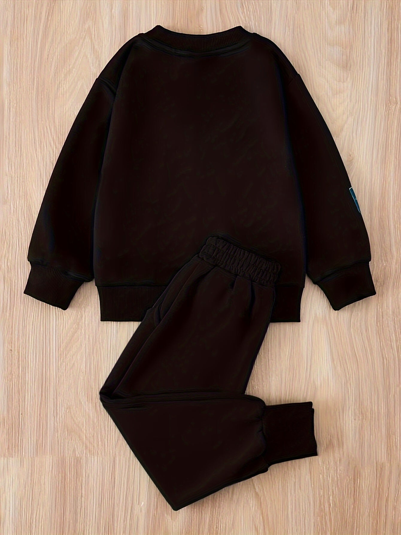 2pcs Boy's Beanie Bear Patched Outfit, Sweatshirt & Sweatpants Set, Trendy Long Sleeve Top, Kid's Clothes For Spring Fall Daily & Outdoor Wear, As Gift