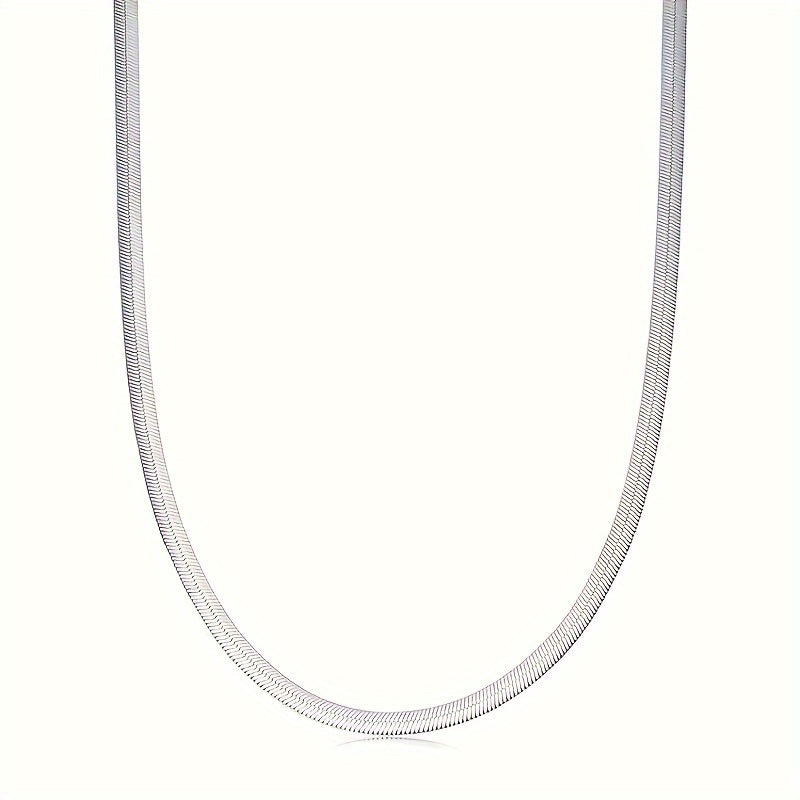 1pc Mature Style Stainless Steel Snake Chain Necklace, Unisex Hip Hop Fashion Jewelry with Sequins, No Power Supply Required