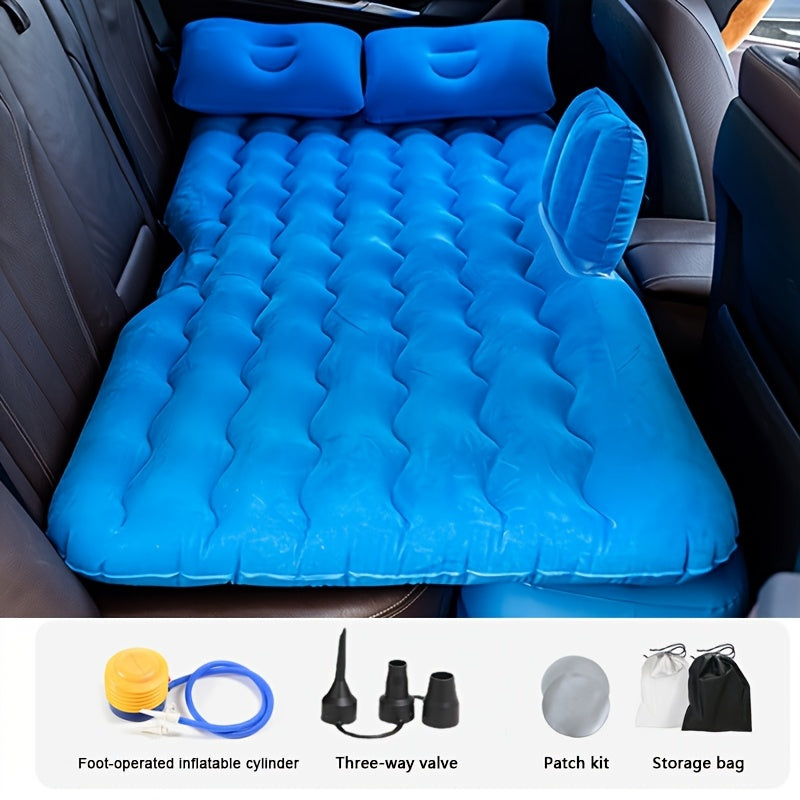Portable Inflatable Car Bed - Soft, Comfortable PVC RV Mattress with Quilted Design, Easy to Carry, Fits Most Vehicles, Blue