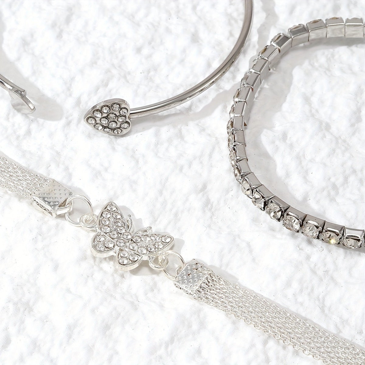 Set Of 3 Stylish And Elegant Butterfly-shaped Women's Bracelets Suitable For Daily Parties, Perfect As Accessories Or Gifts For Jewelry