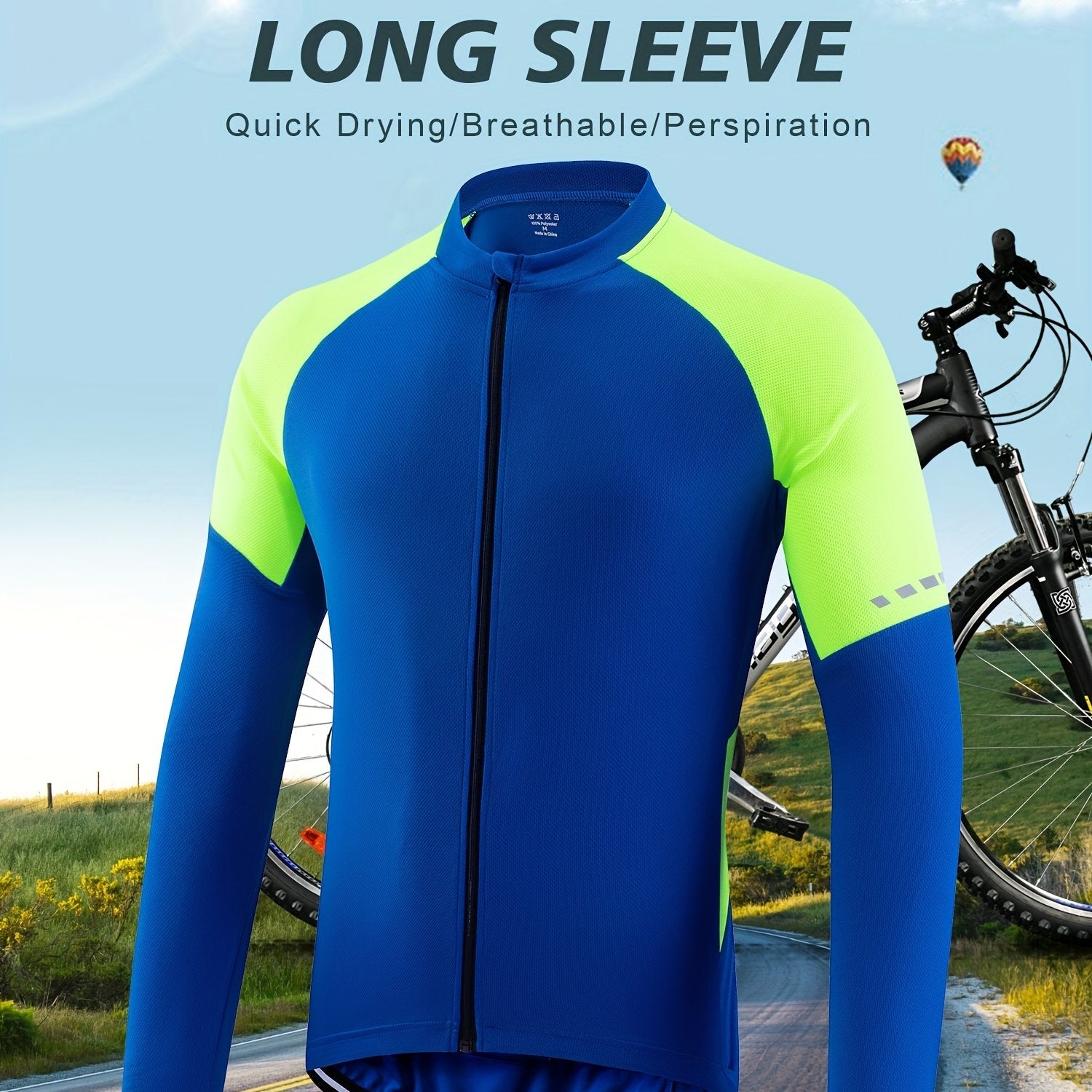 Men's Quick-Drying Cycling Jersey With Zipper Pocket - Slim Fit, Breathable & Color-Matching Design For Mountain Biking