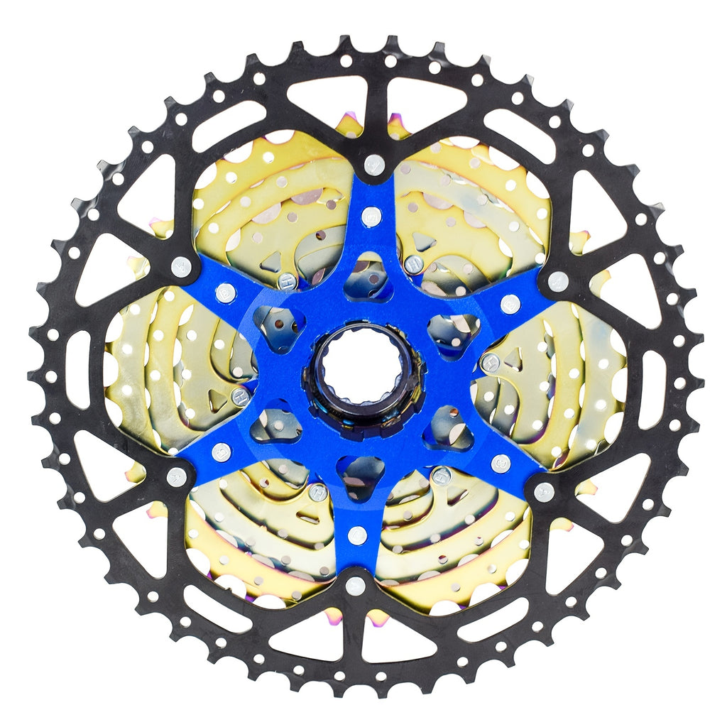 VG Sports Ultralight MTB Bicycle Cassette Freewheel - Rainbow Color Aluminum Brackets - 8-12 Speed - 11-52T Sprockets - Lightweight and Durable