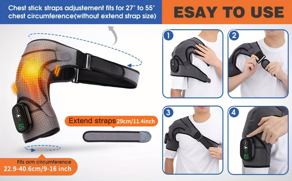 1pc Heated Shoulder Massager - Electric Heating Pad For Men And Women's Shoulder Strap Massage