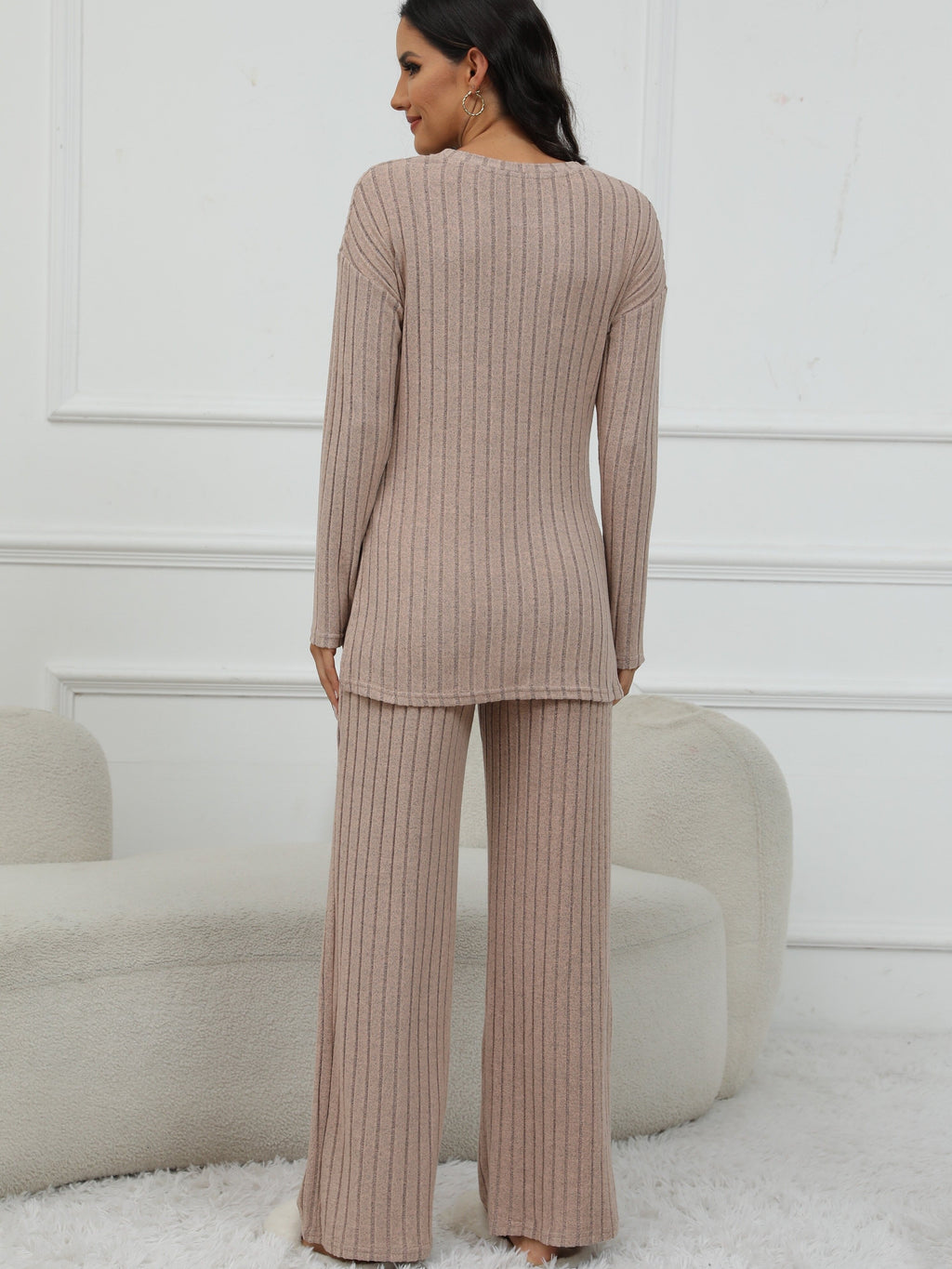 Women's Maternity Solid Textured T-shirt & Pants Set Fall Winter, Pregnant Women's Clothing