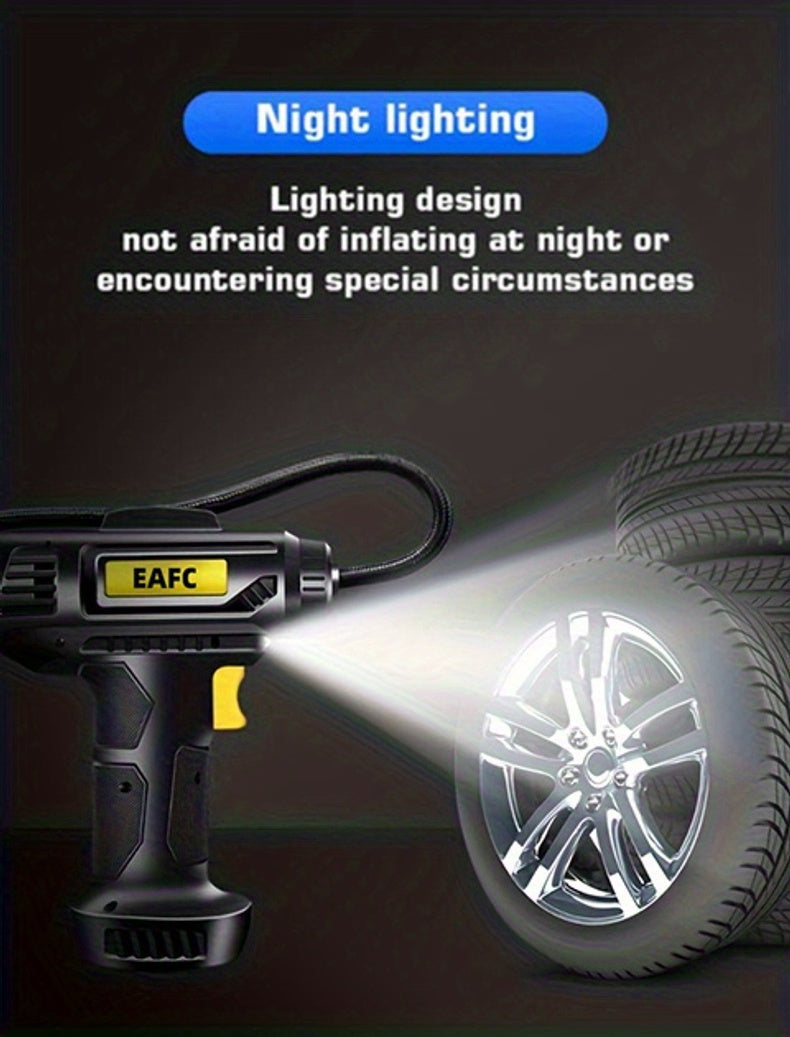 120W Portable Car Air Compressor: Inflate Your Tires With Ease - Wireless & Wired Handheld Pump With LED Light