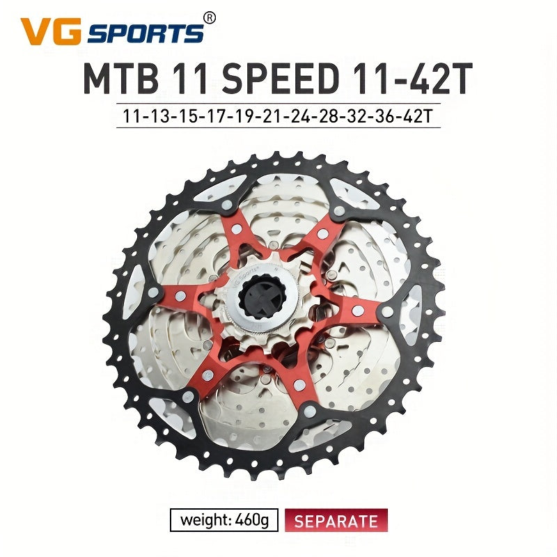 VG Sports Ultralight MTB Bike Cassette Freewheel - 8-12 Speeds, Aluminum Brackets, Silver/Black Color, Lightweight & Durable