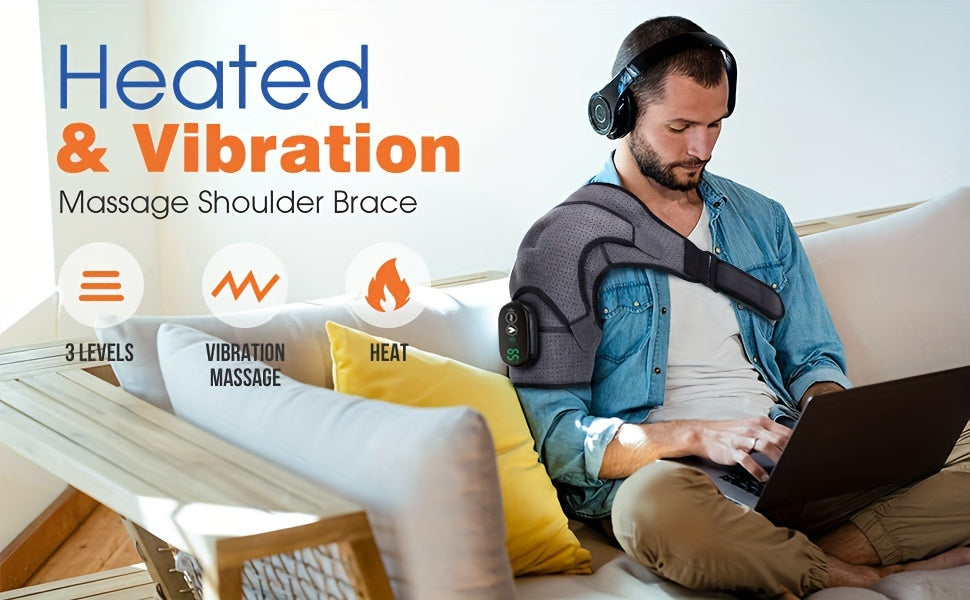 1pc Heated Shoulder Massager - Electric Heating Pad For Men And Women's Shoulder Strap Massage