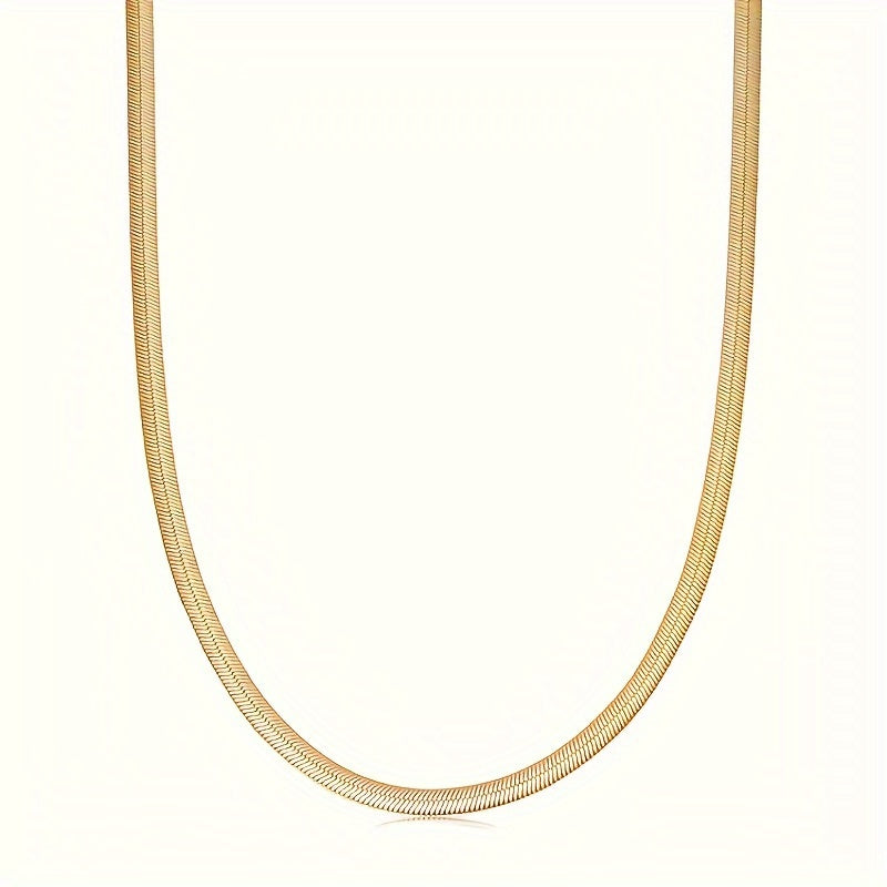 1pc Mature Style Stainless Steel Snake Chain Necklace, Unisex Hip Hop Fashion Jewelry with Sequins, No Power Supply Required