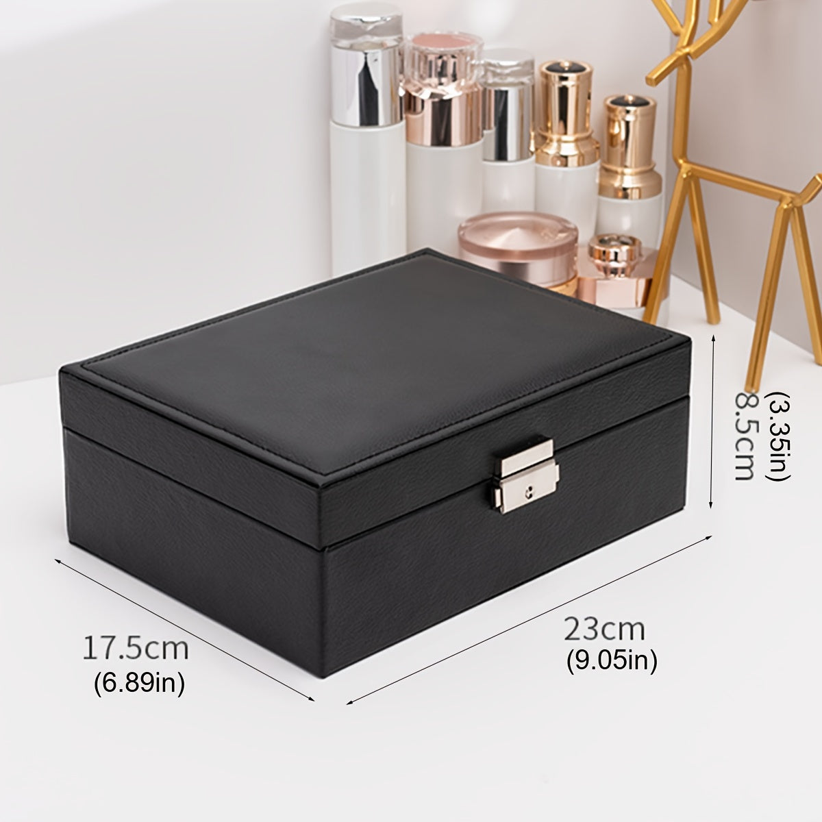 PU Leather Double-layer Jewelry Box, For Earrings, Bracelets, Rings, And Necklaces, Perfect Gift