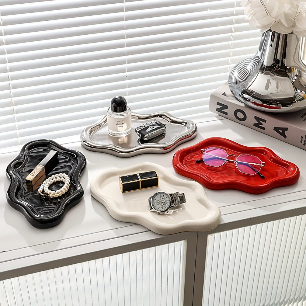 Ceramic Cloud-Shaped Jewelry Tray, Decorative Collectible Statue, Space-Themed Home Decor, Versatile for Various Room Types, Ideal for Christmas, Thanksgiving, Valentine's, Mother's Day, Graduation Gifts