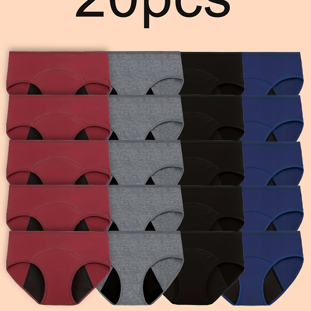 20pcs Menstrual Period Panties, Comfy & Breathable Full-Coverange Anti-Leak Panties, Women's Lingerie & Underwear