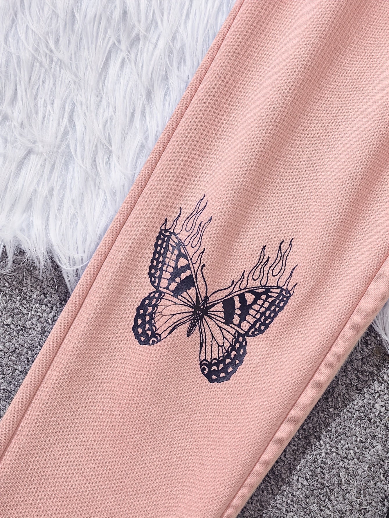 Girl's Butterfly Pattern Outfit 2pcs, Hoodie & Sweatpants Set, TO BE YOURSELF Print Kid's Color Clash Clothes For Spring Fall outdoors