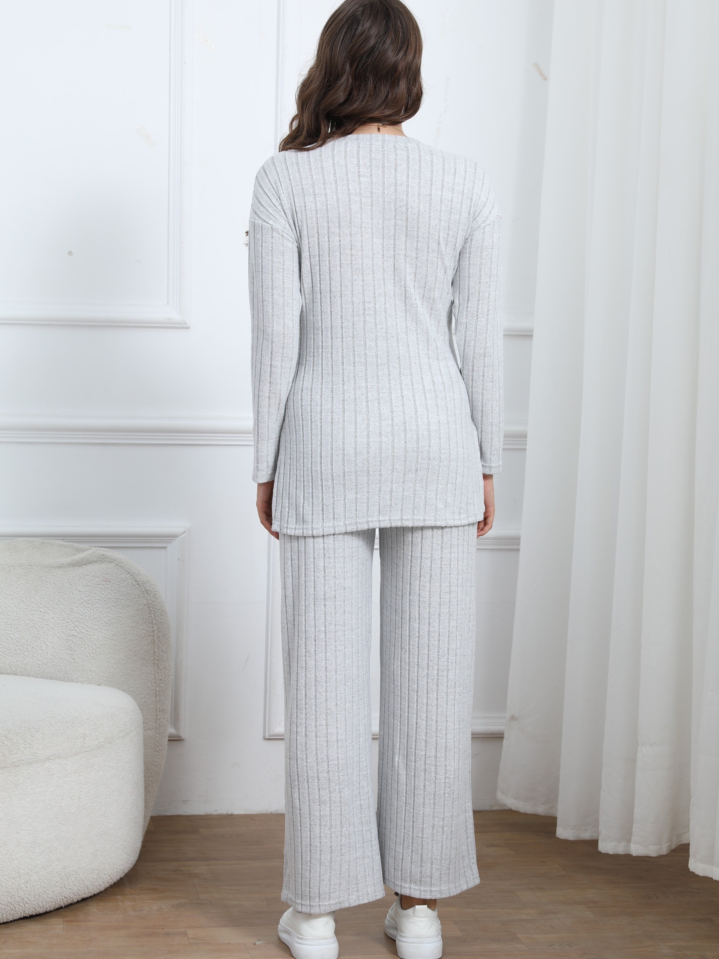 Women's Maternity Solid Textured T-shirt & Pants Set Fall Winter, Pregnant Women's Clothing