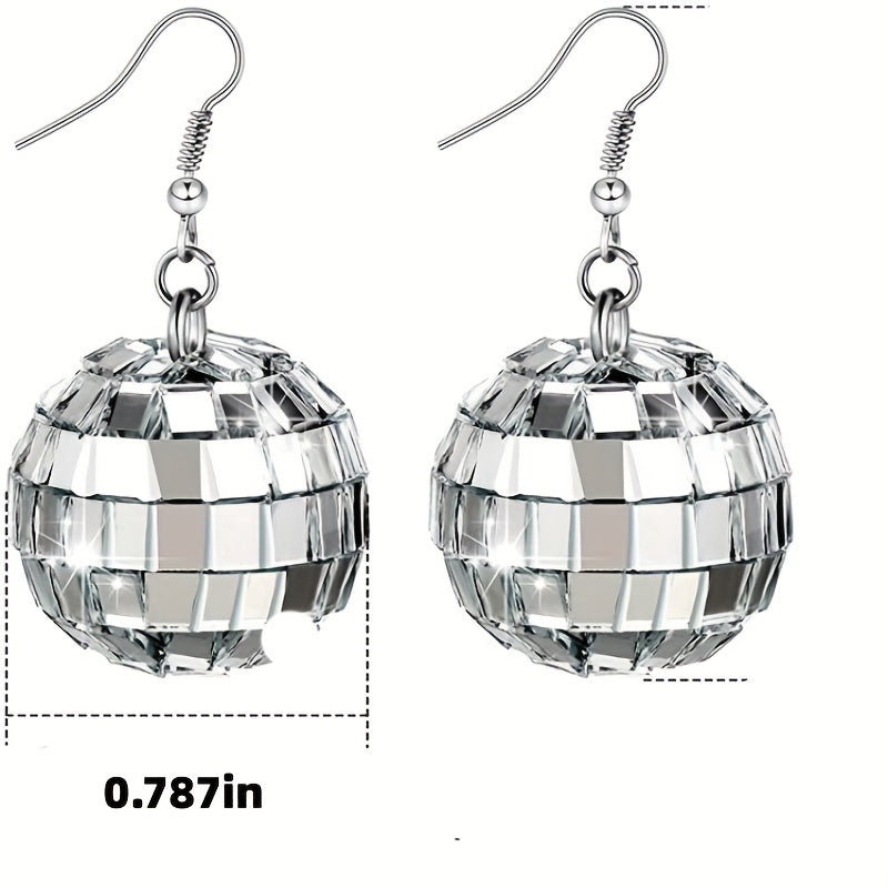 Vintage Disco Ball Dangle Earrings for Women Boho Round Drop Earrings Cool Birthday Valentine's Day Anniversary Gift Jewelry