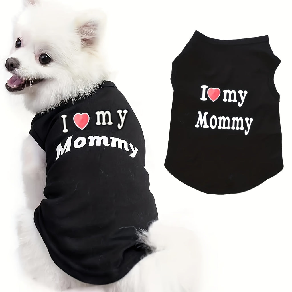 "I Love My Mommy" Letter Graphic Puppy Small Dogs Vest T-Shirt Summer Sleeveless Tank Top Pet Apparel Clothes