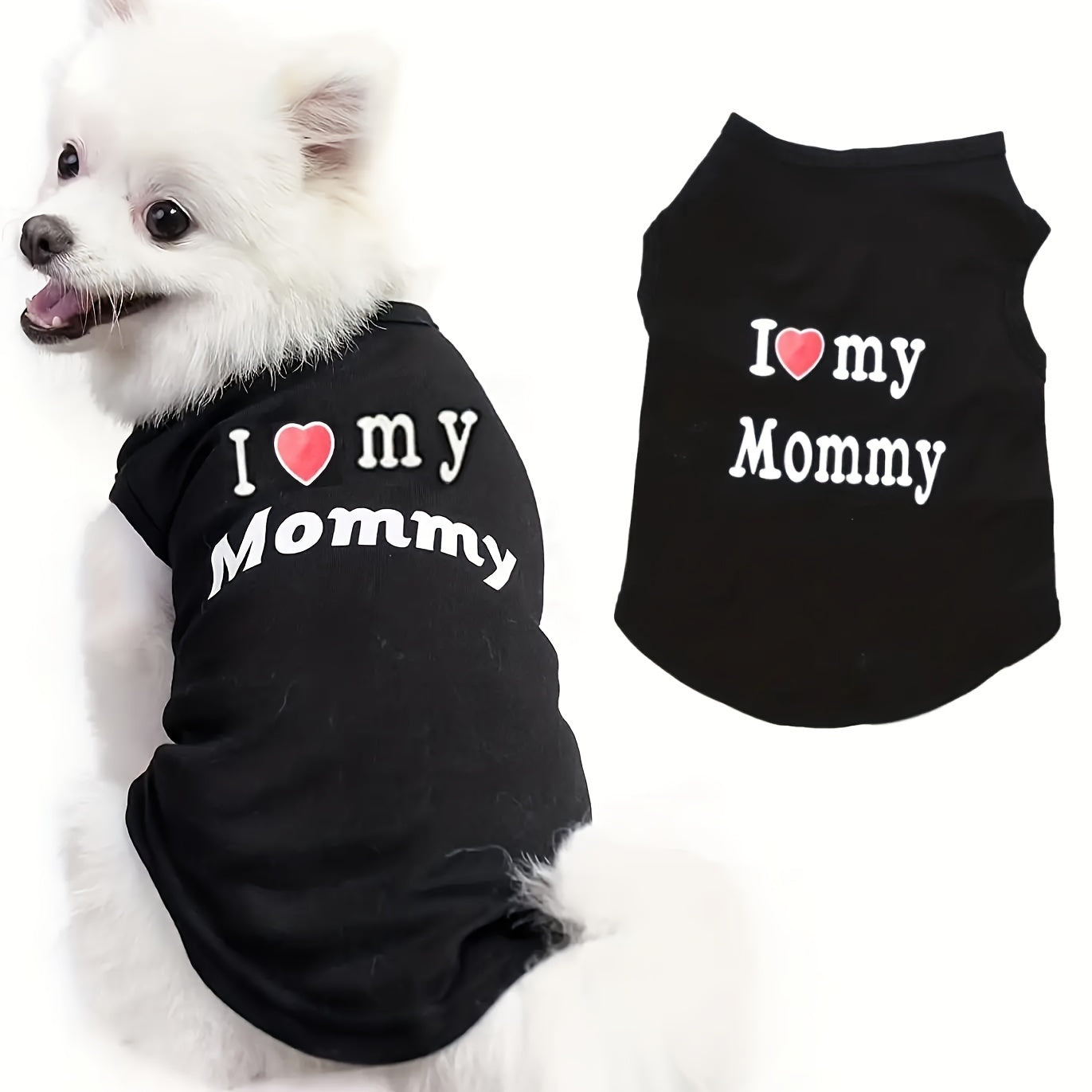 "I Love My Mommy" Letter Graphic Puppy Small Dogs Vest T-Shirt Summer Sleeveless Tank Top Pet Apparel Clothes