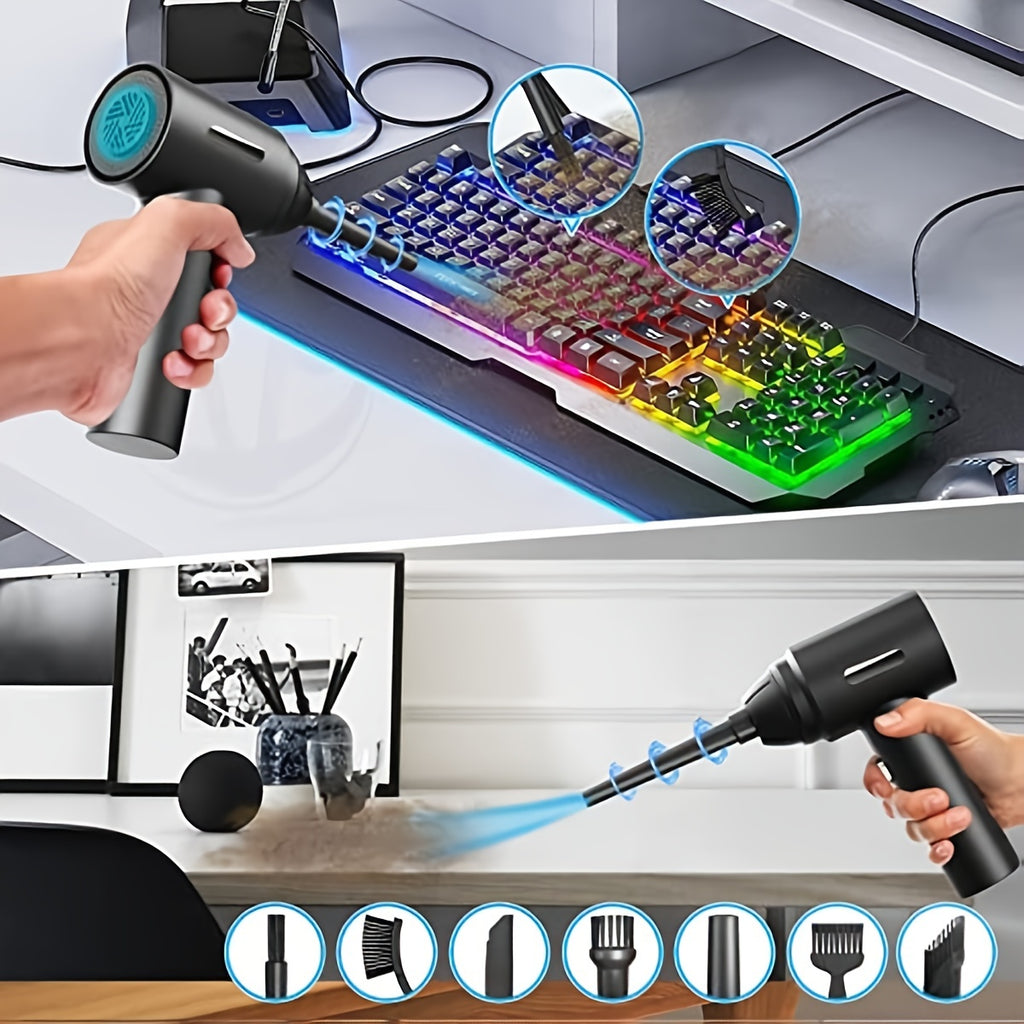 3 In 1 Compressed Air Duster, 60000RPM Cordless Dust Blower, 6000mAh Rechargeable Battery, 15000PA, Suitable For Room/Car/Keyboard Cleaning