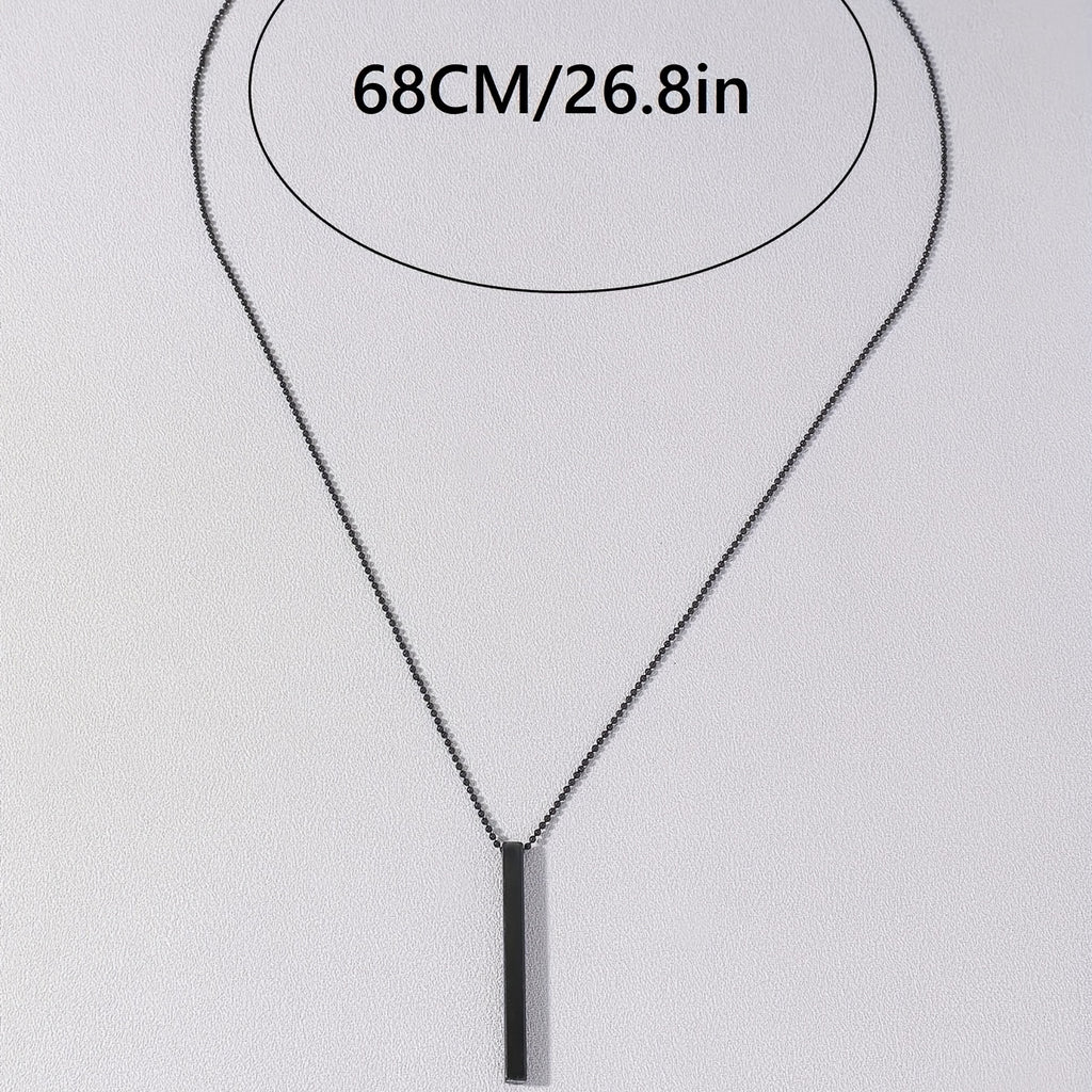 Men's Rectangle Metal Pendant Necklace, Cuban Chain Necklace For Men Jewelry Gift